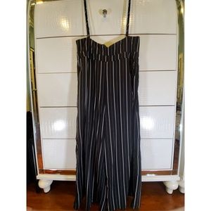 NWOT Black Striped High Waist Overalls